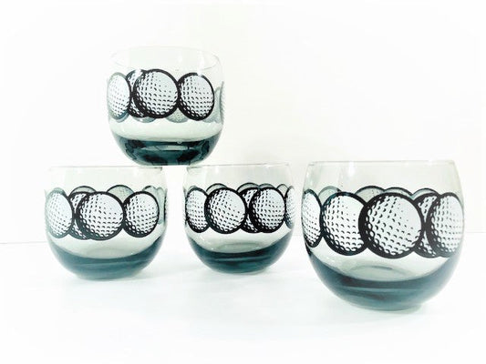 Vintage Golf Ball Roly Poly Glasses (Set of 4)